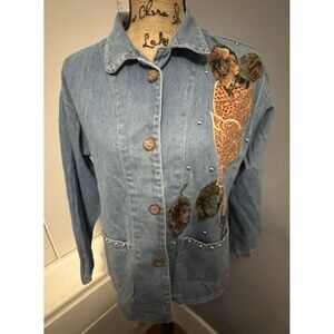 Vintage 90’s RAMA of USA Denim  woman’s jean jacket bedazzeled size small